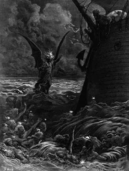 Death-fires dancing around the becalmed ship, scene from 